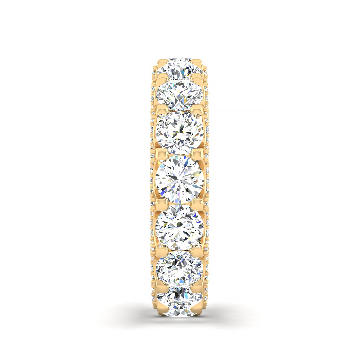 Round Shape Eternity Band with Pave Set Side Diamonds